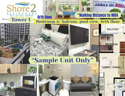 a collage of photos of a living room at MOA Condotel in Mall of Asia located in Shore1 and 2 Residences in Manila