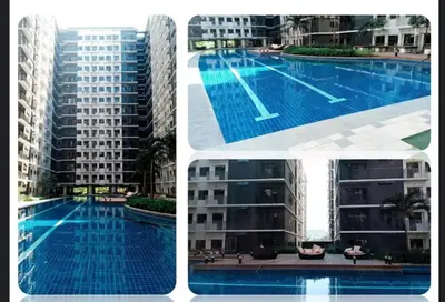 a collage of three pictures of a swimming pool at Manila Staycation walking distance to Mall of Asia and near Manila Airport in Manila