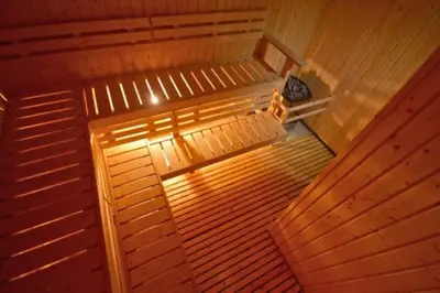 an overhead view of a sauna in a wooden building at CABIN STUDIO in KL TOWER, Greenbelt, Makati! Max Capacity 6 pax! in Manila