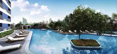 an architectural rendering of a swimming pool on a building at Entire Place in Central Makati in Manila