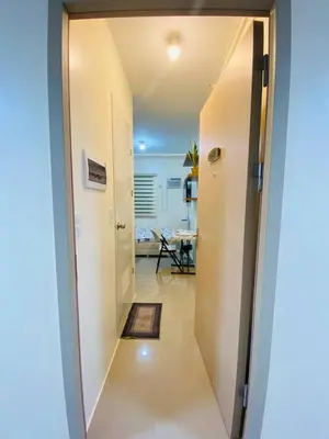 a hallway with a door leading to a room at Fully Furnished Studio Type Room for Rent Can be long term or short term in Manila