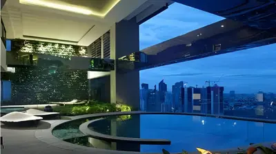 a view of a building with a swimming pool at C-Studio,Best Sunset Pool,Luxury,Hotel Style in Manila