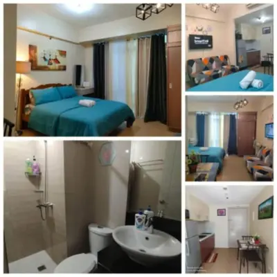 a collage of pictures of a hotel room at Jentry condotel in Manila
