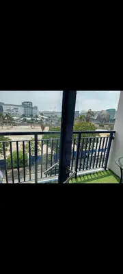 a view from a window of a balcony at Sea Residences Crisha in Manila