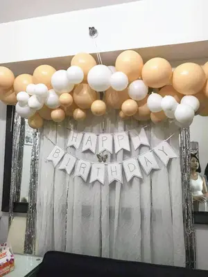 a bunch of balloons with the words happy birthday at Rhon's Staycation in Manila
