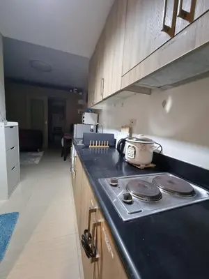 a kitchen with a stove and a counter top at Apartment Condo Unit 1-br Self-contained in Manila