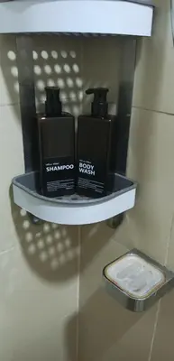 a shelf in a bathroom with some soap on it at AR Pahinga Place - The Pause House in Manila