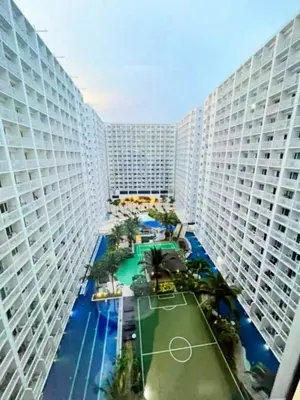 an aerial view of a large building with a tennis court at Bahay Pahuway in Manila