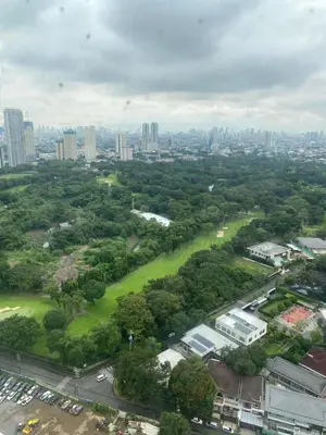 an aerial view of a park with a city at EDSA Heights Penthouse unit 3402 AMA Tower Residences in Manila