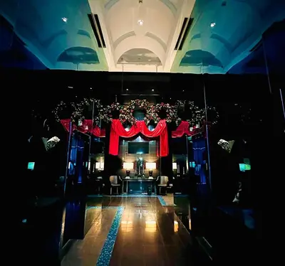 a room with a stage with a red curtain at New 2BR Suite Milano Residences Poblacion Makati 110sqm in Sampong