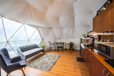 a kitchen with a ceiling with a net at Container Home Mandaluyong N05 in Manila