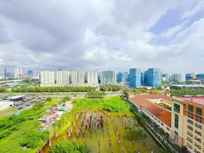 an aerial view of a city with tall buildings at SHORE 2 TOWER 3 Near MOA Easy Vacation Shopping Center in Manila