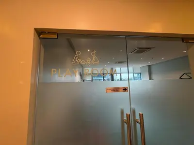 a glass door with a play pool sign on it at Japandi Haven with Uptown Mall Fountain View One Uptown BGC in Manila