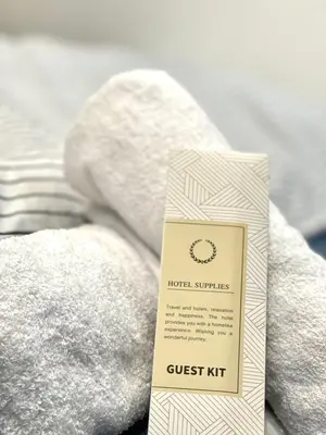 a guest kit sitting on top of a pile of towels at H&M staycation SHORE 2 in Manila