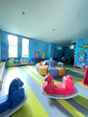 a childrens room with two inflatable animals in a room at 2BR Luxurious Ocean View, close Okada, Solaire, MOA, Airport with free parking in Manila
