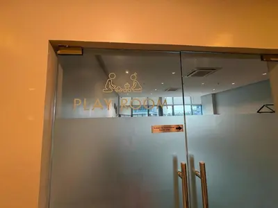a glass door with a play pool sign on it at Elegant BGC 1BR Staycation One Uptown Residence in Manila