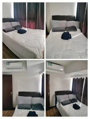 four different pictures of a bed in a room at Manila Airport Accommodation for NAIA Terminal 1,2,3 in Manila