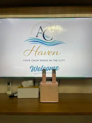 a sign for ahaven your calm space in the city welcome at AC Haven in Shore Residences near MOA Pasay City in Manila