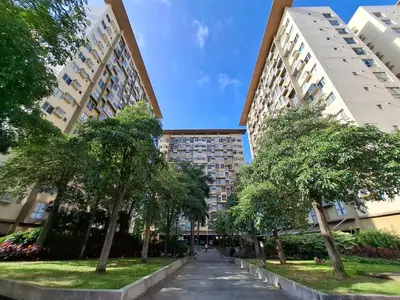 a street in front of two tall buildings at Cozy Hotel-Style Studio Unit for Rent at Eastbay Residences by Rockwell in Manila