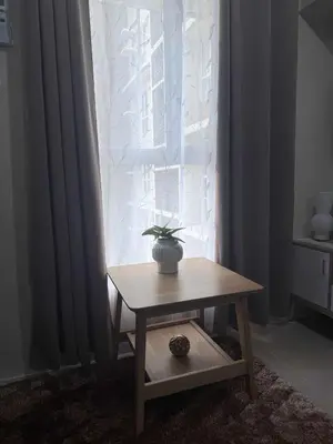 a potted plant sitting on a table in front of a window at 1BR Staycation at Avida Towers SM Sucat in Manila