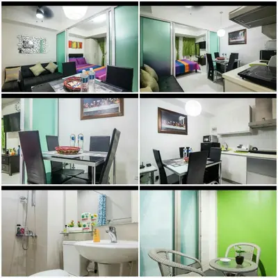 a collage of photos of a living room and a kitchen at Azure Tropical Paradise in Manila