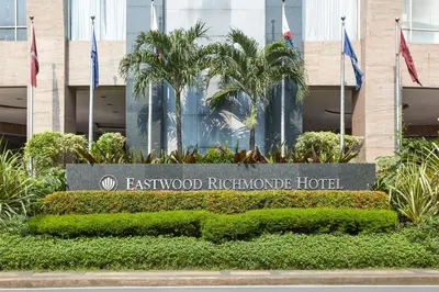 a sign in front of a hotel at Eastwood Richmonde Hotel Quezon City in Manila