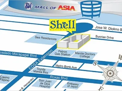 a map of the mall of asia at Shell Residences in Manila