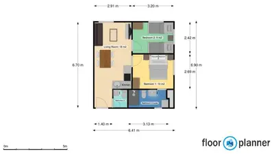 a plan of the floor plan of a house at 2BR avida tower near NAIA airport in Manila