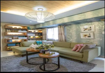 a living room with a couch and a table at Sta.Mesa across SM Model Unit 2 BR in Manila