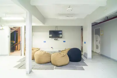 a room with two bean bags on the floor at ARK Hostel City Center Manila in Manila