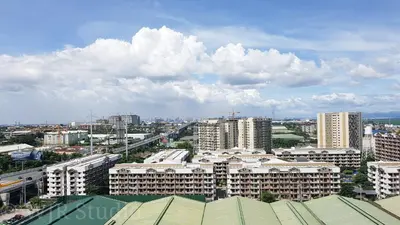an aerial view of a city with tall buildings at Choco Condotel- Anuva Prime 1 Couple Suite Lakeview in Manila