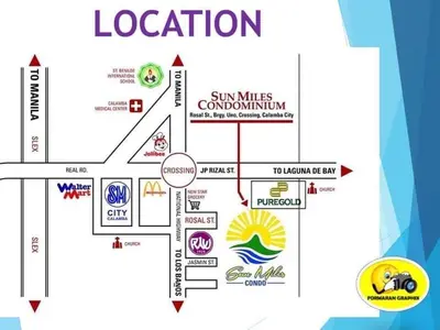 a map of the shinkles consortium at Sunmiles Condominium - 2BR unit M26 in Calamba