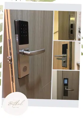 a picture of a door with a cell phone on it at Bethel House in Manila
