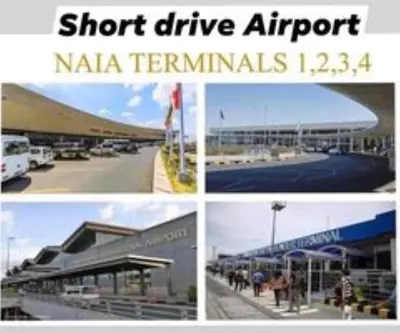 a collage of four pictures of a airport at SHORE RESIDENCE D4 shortwalk MALL OF ASIA NEAR AIRPORT in Manila