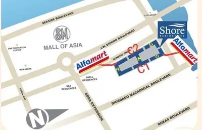 a map of the mall of asia at NJ's Place, Shore 1 Residences, MOA Complex, Pasay City, Philippines in Manila