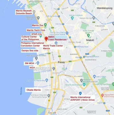 a map of the city of madrid and its attractions at StayInMyCondo - 8th Condo in Pasay near NAIA Airport, MOA Pasay in Manila