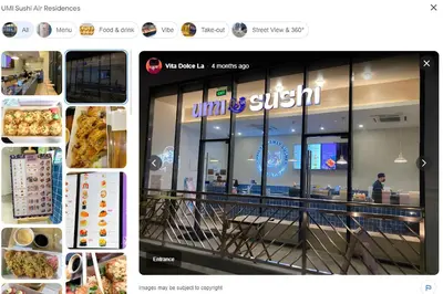 a collage of photos of a sushi restaurant at Air Residences Condominium Deluxe in Manila