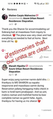 a screenshot of a cell phone with a list of recommendations at Azure Urban Resort with WIFI and Netflix in Manila