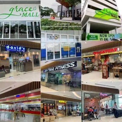 a collage of photos of different shops and buildings at Affordable Fully Furnished Condo Unit in Manila